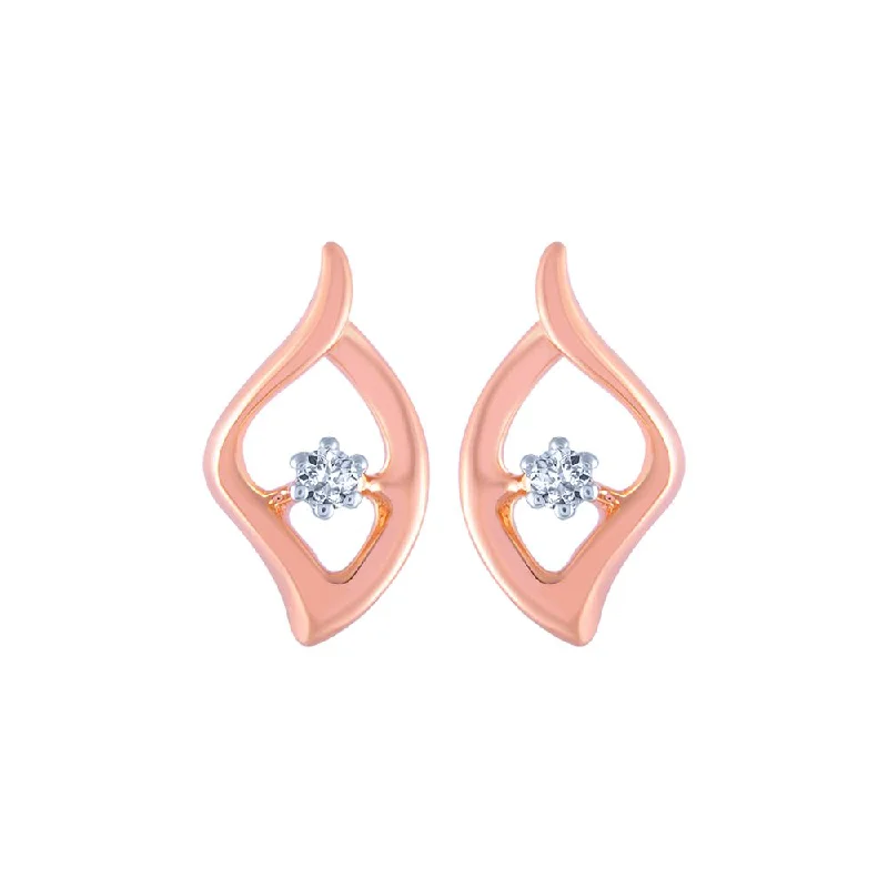 Women’s bohemian earrings-18k (750) Rose Gold And Diamond Stud Earrings For Women