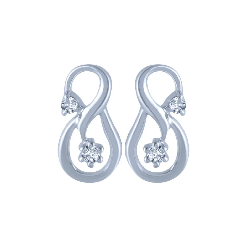 Women’s sleek stud earrings-18k (750) White Gold And Diamond Stud Earrings For Women