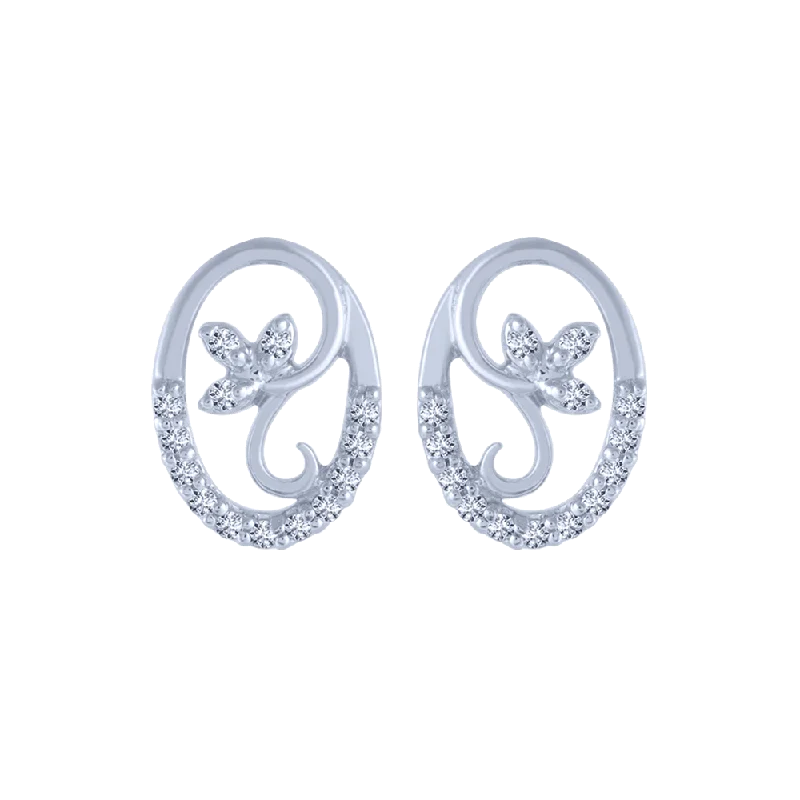 Women’s chandelier gold earrings-18KT (750) White Gold And Diamond Stud Earrings For Women