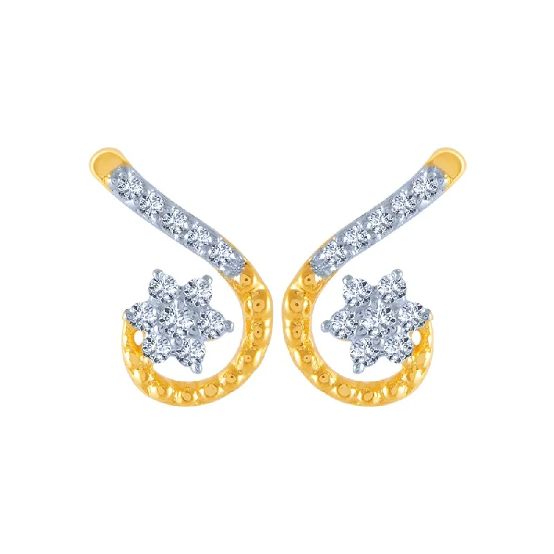 Women’s turquoise earrings-18k (750) Yellow Gold And Diamond Stud Earrings For Women