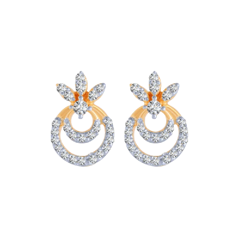 Women’s minimalist earrings-18KT (750) Yellow Gold And Diamond Stud Earrings For Women