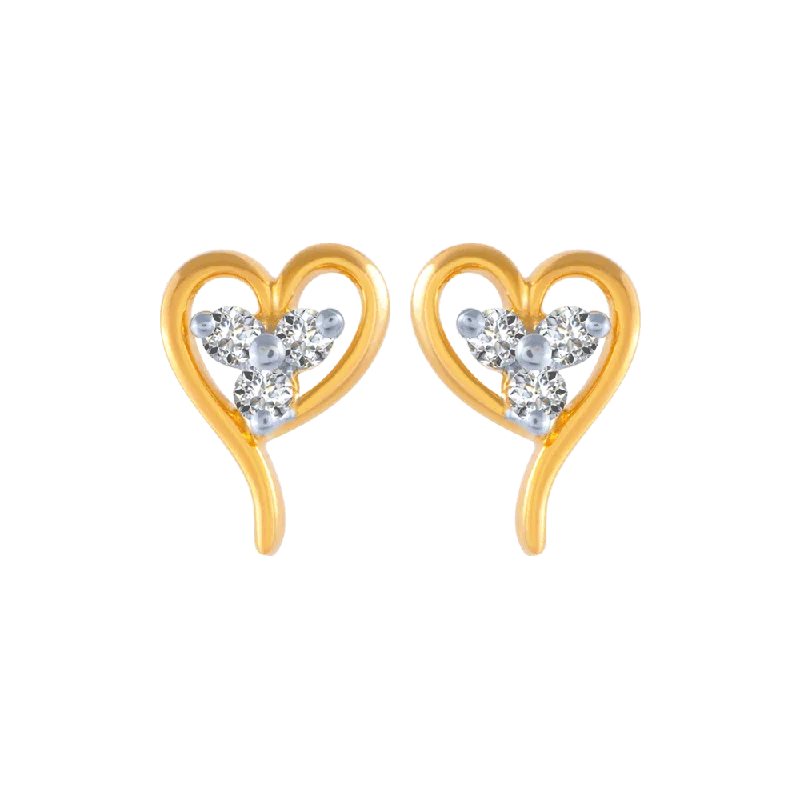 Women’s dangling pearl earrings-18KT (750) Yellow Gold And Diamond Stud Earrings For Women