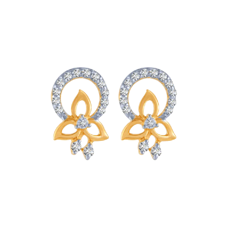 Women’s cute earrings-18KT (750) Yellow Gold And Diamond Stud Earrings For Women