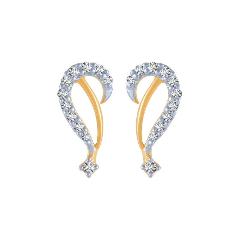 Women’s crystal stud earrings-18KT (750) Yellow Gold And Diamond Stud Earrings For Women