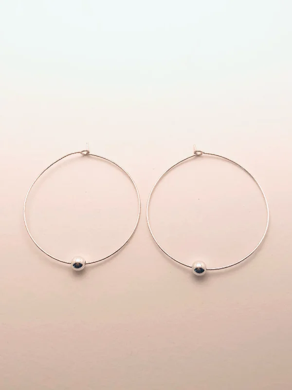 Women’s romantic earrings-Sterling Silver Bead Hoops