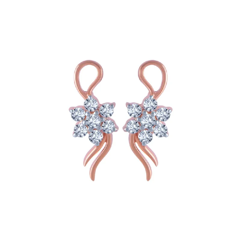 Women’s geometric drop earrings-18k (750) Rose Gold And Diamond Stud Earrings For Women