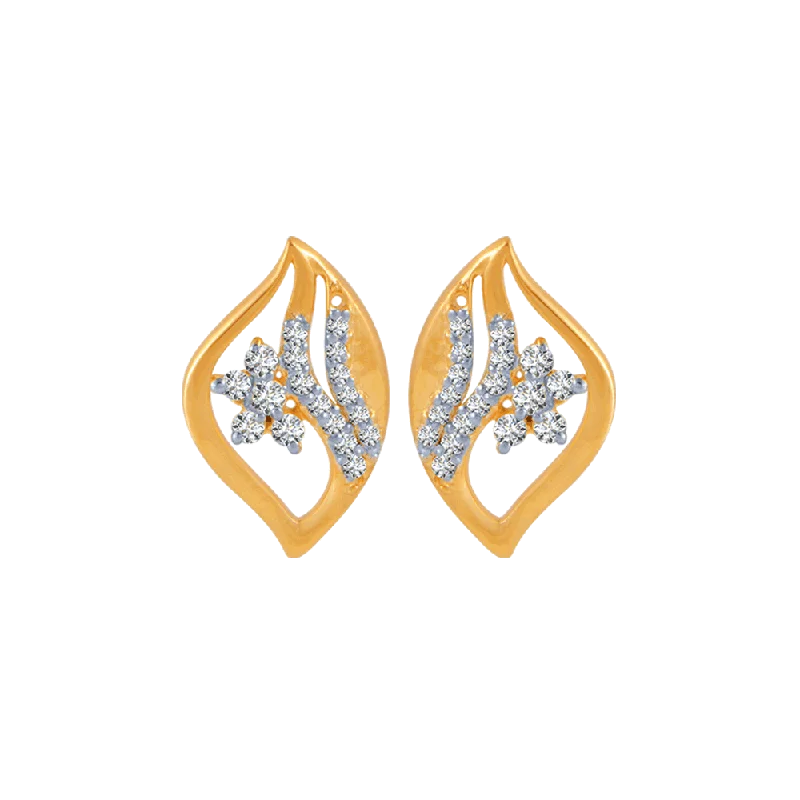 Women’s luxury drop earrings-18KT (750) Yellow Gold And Diamond Stud Earrings For Women