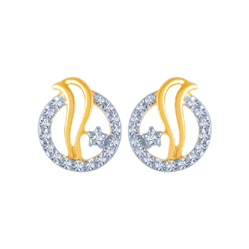 Women’s heart-shaped earrings-18k (750) Yellow Gold And Diamond Stud Earrings For Women