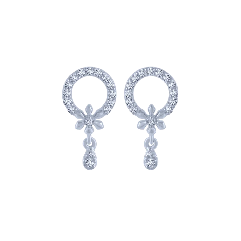 Women’s sparkling earrings-18KT (750) White Gold And Diamond Stud Earrings For Women