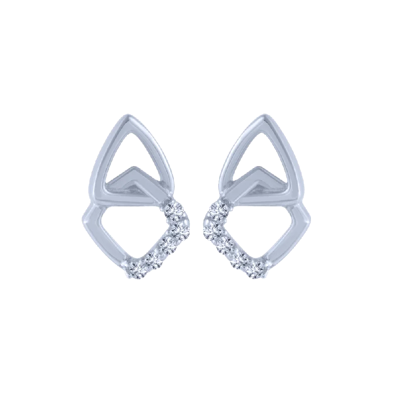 Women’s silver statement earrings-18KT (750) White Gold And Diamond Stud Earrings For Women