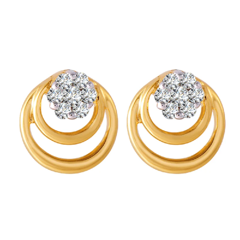 Women’s crystal earrings-18KT (750) Yellow Gold And Diamond Clip-on Earrings For Women