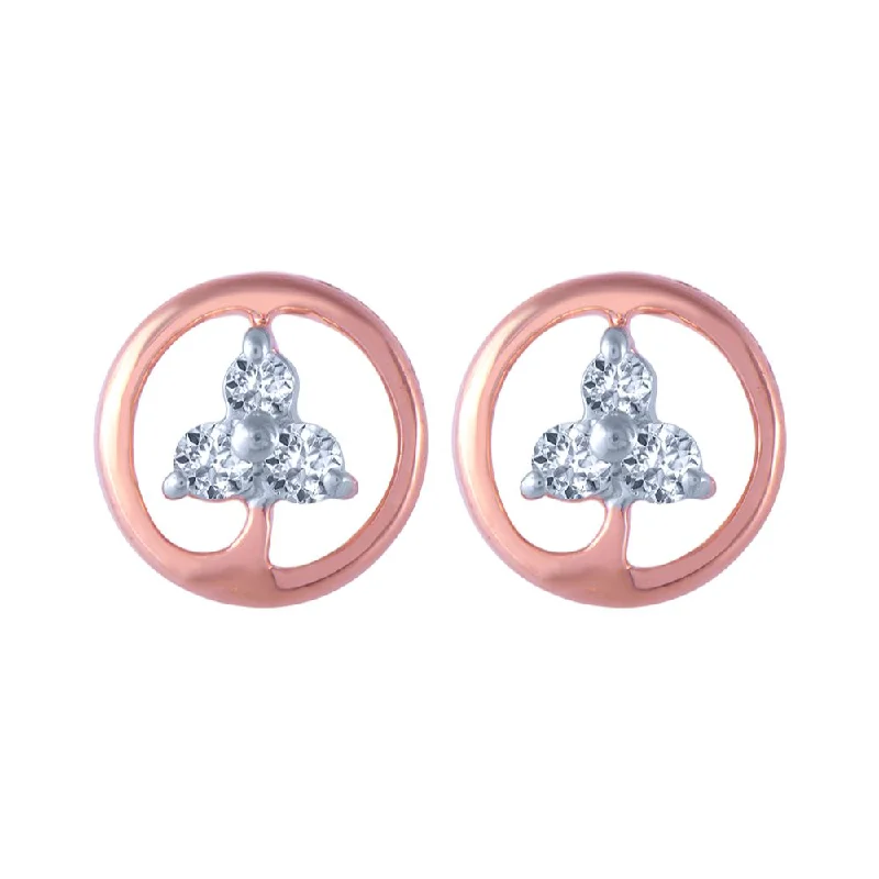 Women’s vintage earrings-18k (750) Rose Gold And Diamond Stud Earrings For Women