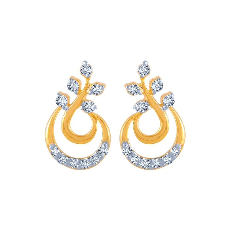 Women’s moonstone earrings-18k (750) Yellow Gold And Diamond Stud Earrings For Women