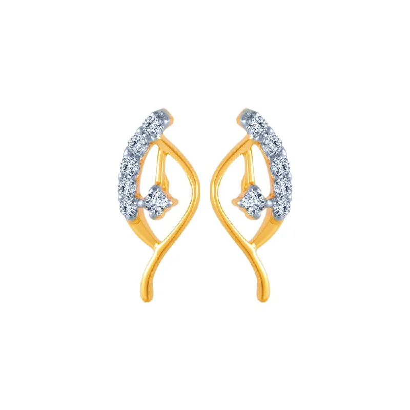 Women’s gold dangling earrings-18k (750) Yellow Gold And Diamond Stud Earrings For Women