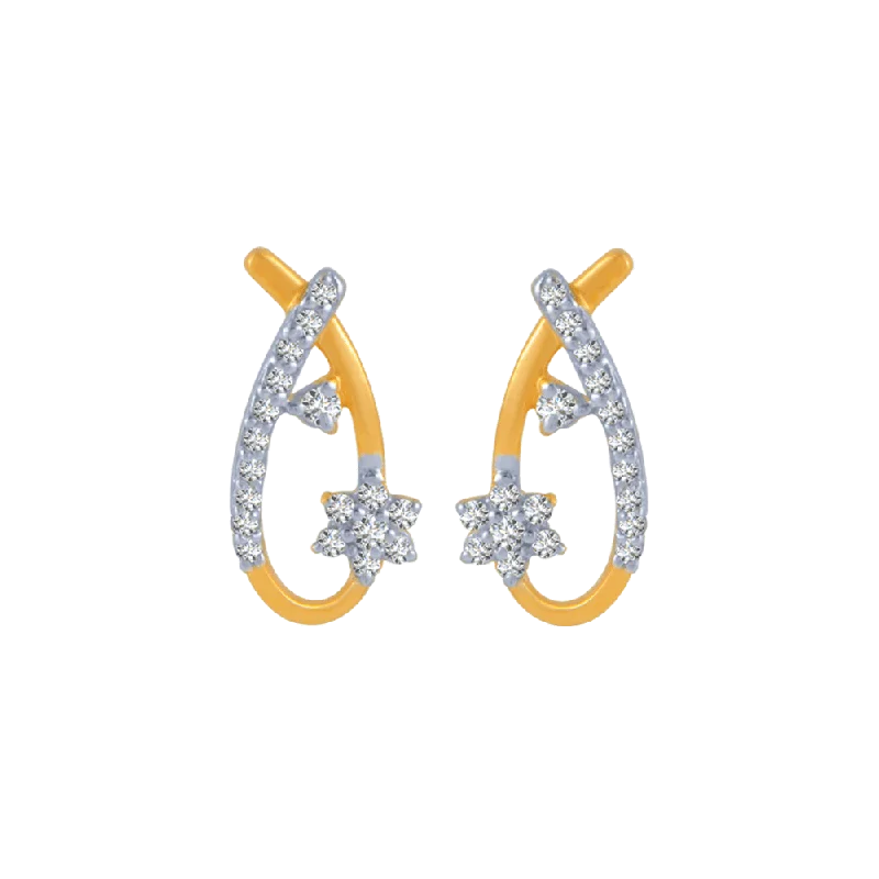 Women’s rainbow gemstone earrings-18KT (750) Yellow Gold And Diamond Stud Earrings For Women