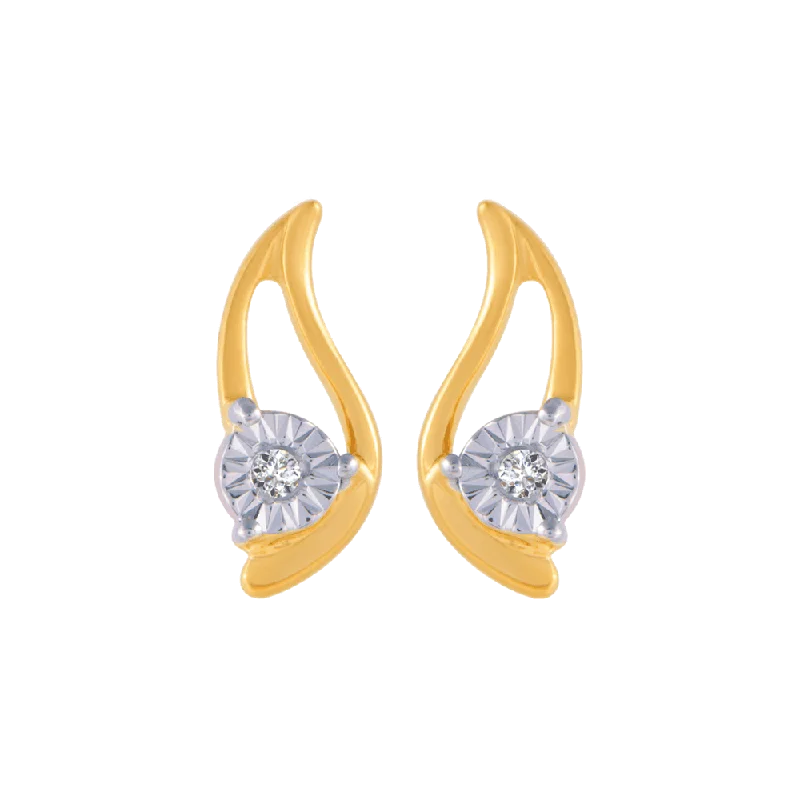 Women’s stud earrings-18KT (750) Yellow Gold And Diamond Stud Earrings For Women