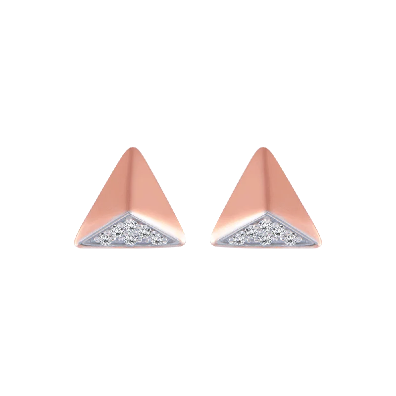 Women’s diamond stud earrings-18KT (750) Rose Gold And Diamond Stud Earrings For Women