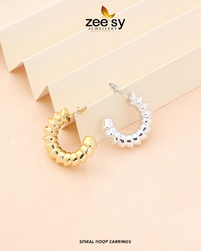 Women’s double hoop earrings-Spiral Hoop Earrings