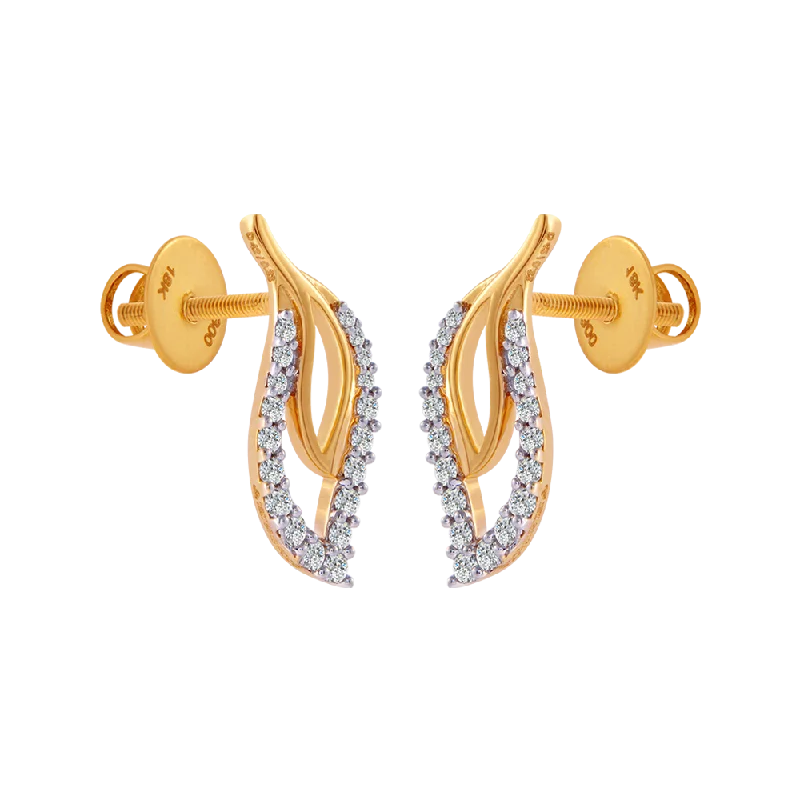 Women’s pearl drop earrings-18KT (750) Yellow Gold And Diamond Clip-on Earrings For Women