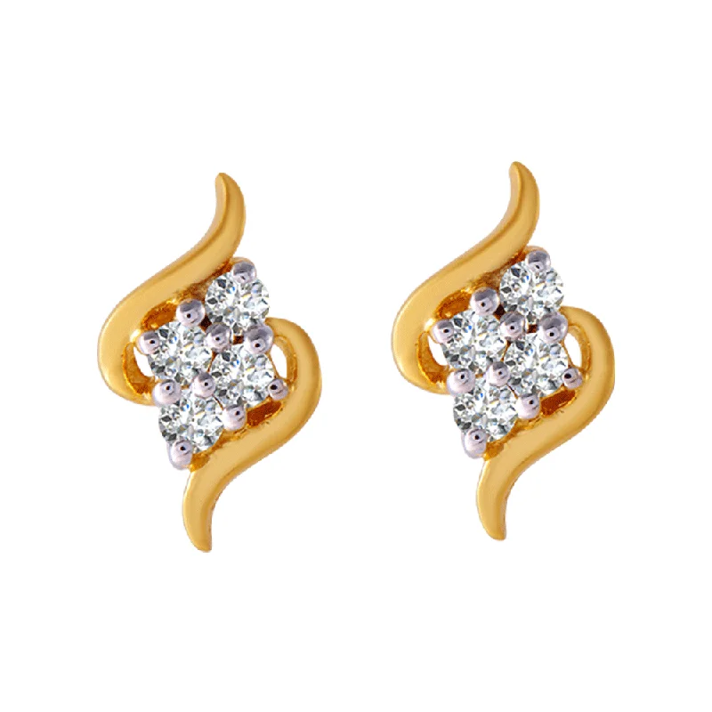 Women’s pearl earrings-18KT (750) Yellow Gold And Diamond Clip-on Earrings For Women