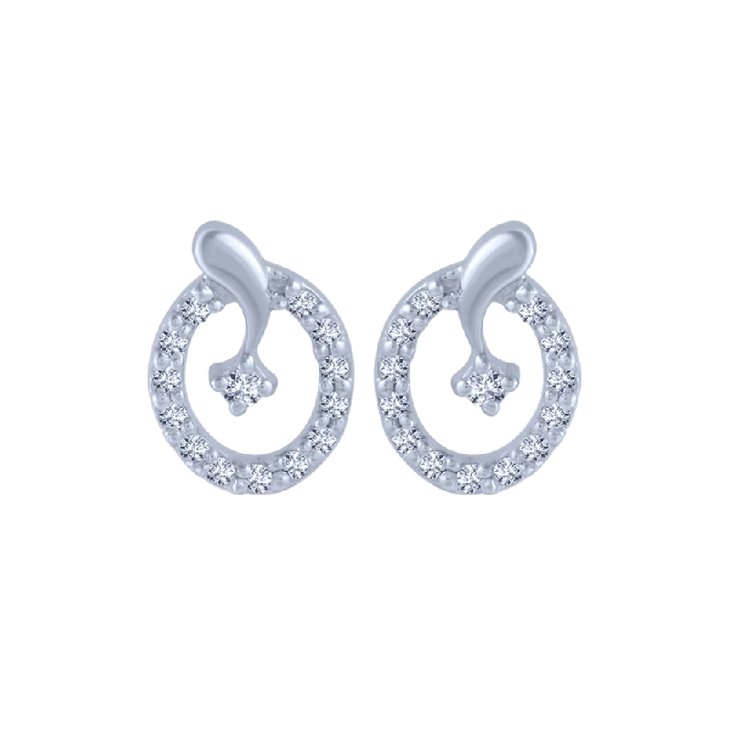 Women’s cubic zirconia earrings-18KT (750) White Gold And Diamond Stud Earrings For Women