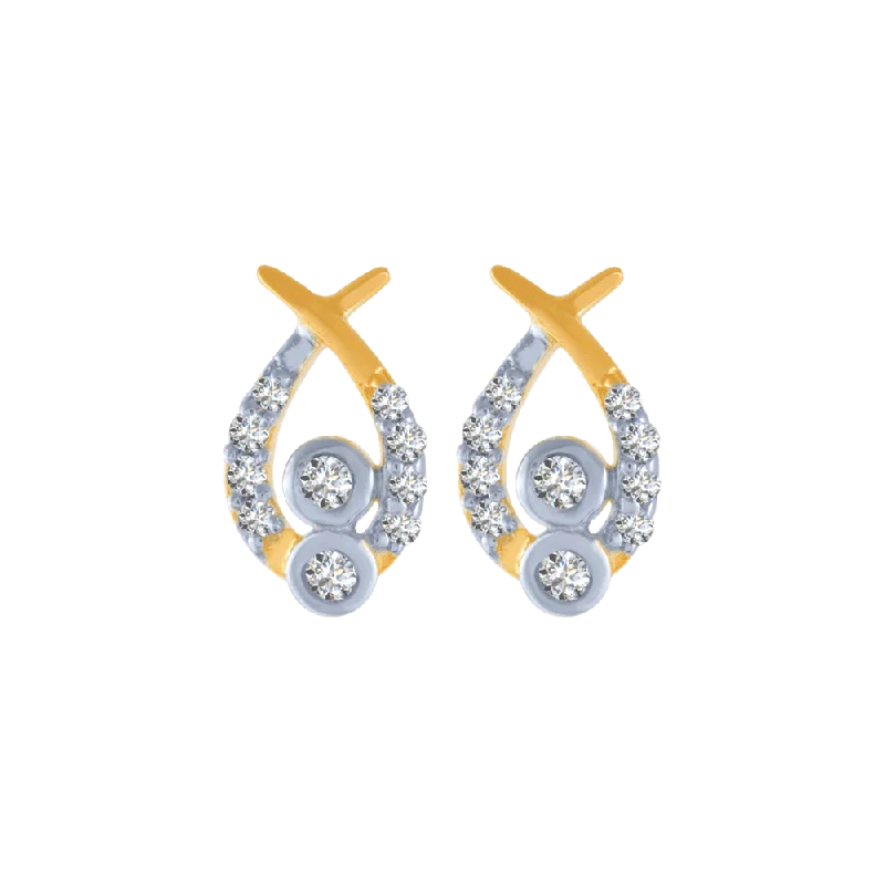 Women’s rainbow earrings-18KT (750) Yellow Gold And Diamond Stud Earrings For Women