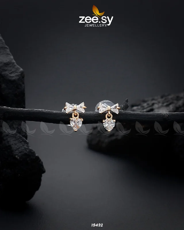 Women’s sterling silver earrings-Crystal Bow Stud Earrings