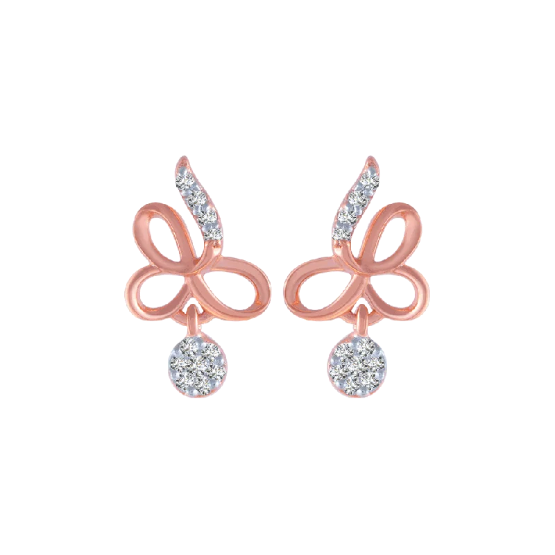 Women’s rose gold earrings-18KT (750) Rose Gold And Diamond Stud Earrings For Women