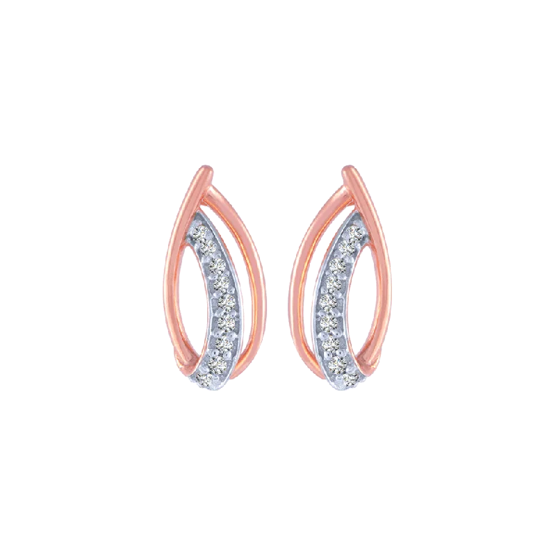 Women’s hoop and stud earrings-18KT (750) Rose Gold And Diamond Stud Earrings For Women