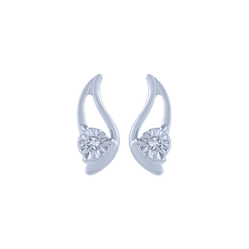 Women’s drop earrings-18KT (750) White Gold And Diamond Stud Earrings For Women