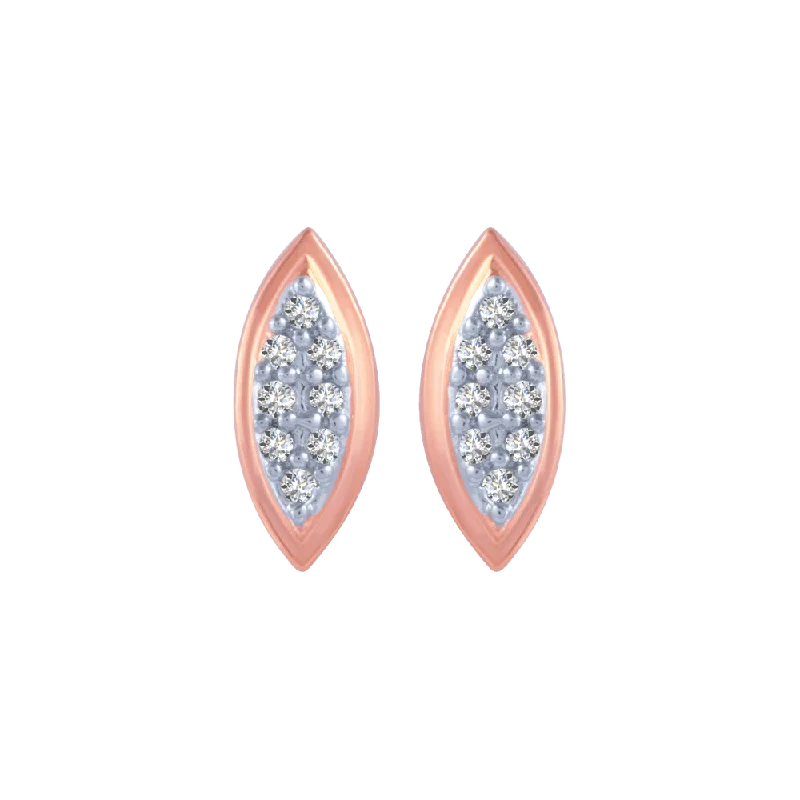 Women’s hoop and drop earrings-18KT (750) Rose Gold And Diamond Stud Earrings For Women