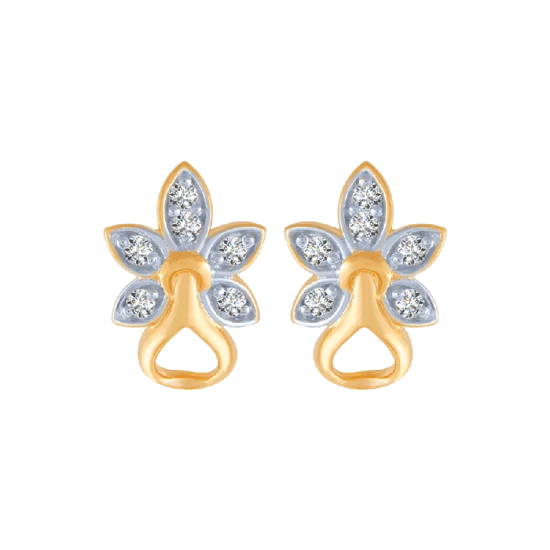 Women’s sterling silver earrings-18KT (750) Yellow Gold And Diamond Stud Earrings For Women