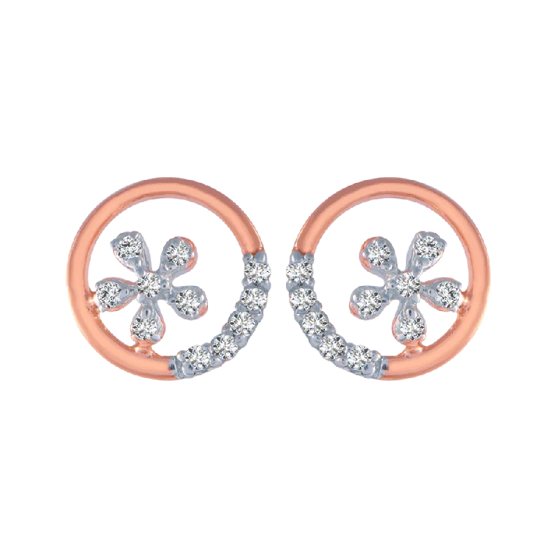 Women’s elegant diamond earrings-18KT (750) Rose Gold And Diamond Stud Earrings For Women