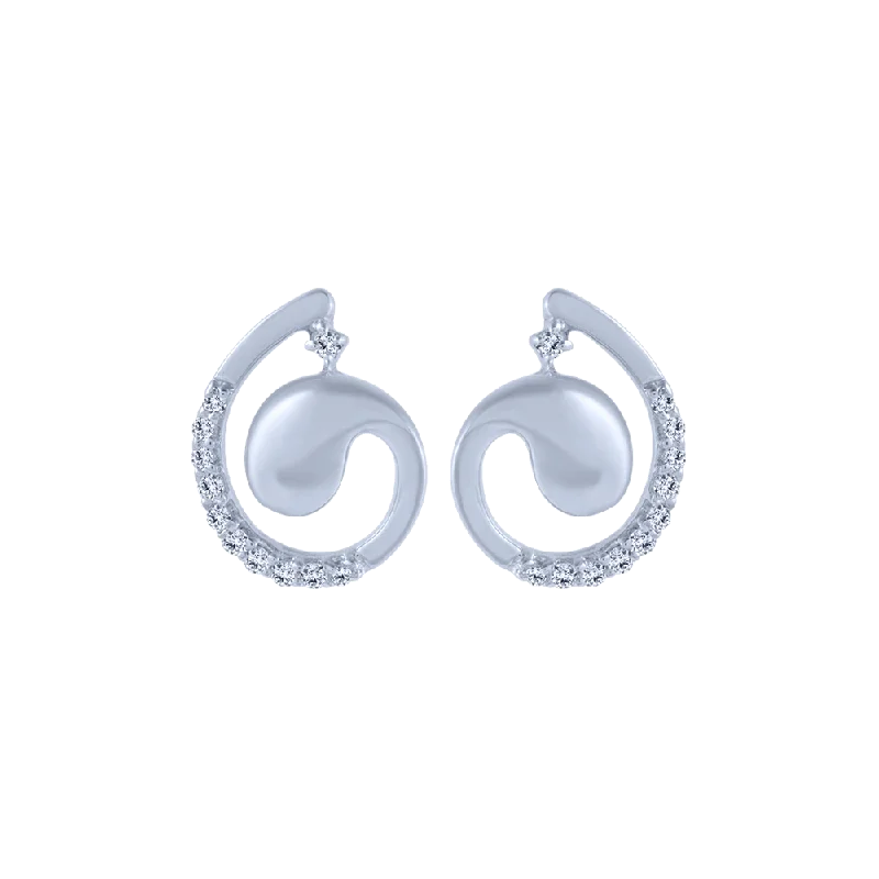 Women’s moonstone drop earrings-18KT (750) White Gold And Diamond Stud Earrings For Women