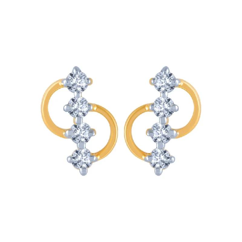 Women’s romantic earrings-18k (750) Yellow Gold And Diamond Stud Earrings For Women