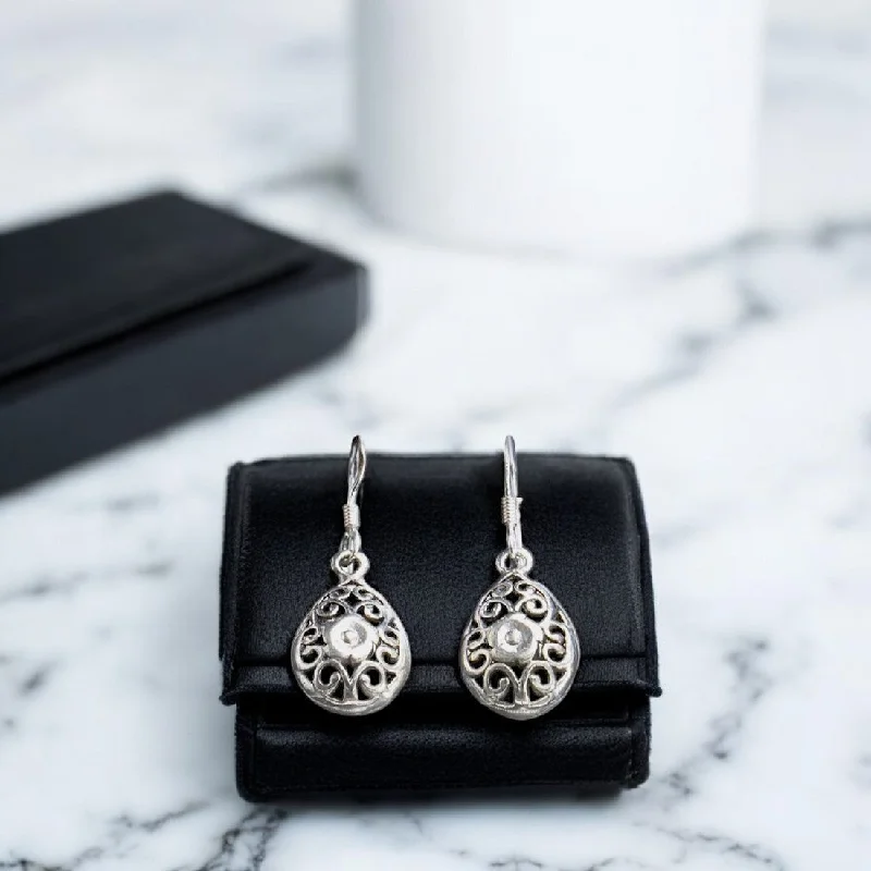 Women’s dangling earrings-Sterling silver teardrop motif drop earrings for women and girls