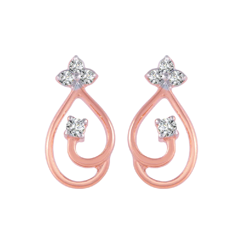 Women’s gold-plated earrings-18KT (750) Rose Gold And Diamond Stud Earrings For Women