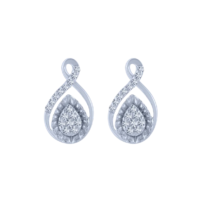 Women’s bridal earrings-18KT (750) White Gold And Diamond Stud Earrings For Women