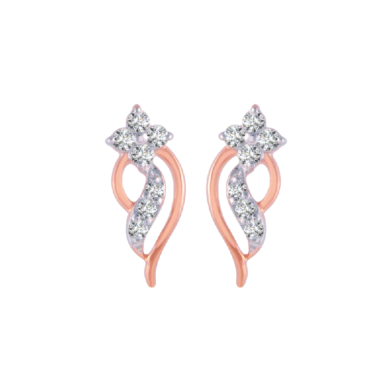 Women’s handmade earrings-18KT (750) Rose Gold And Diamond Stud Earrings For Women