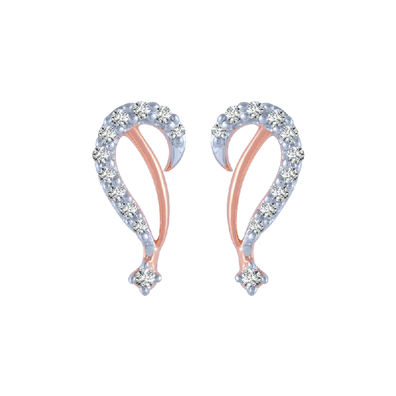 Women’s rainbow earrings-18KT (750) Rose Gold And Diamond Stud Earrings For Women