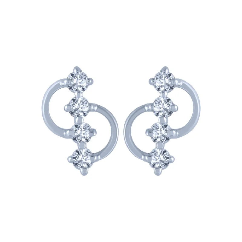 Women’s sun and moon earrings-18k (750) White Gold And Diamond Stud Earrings For Women