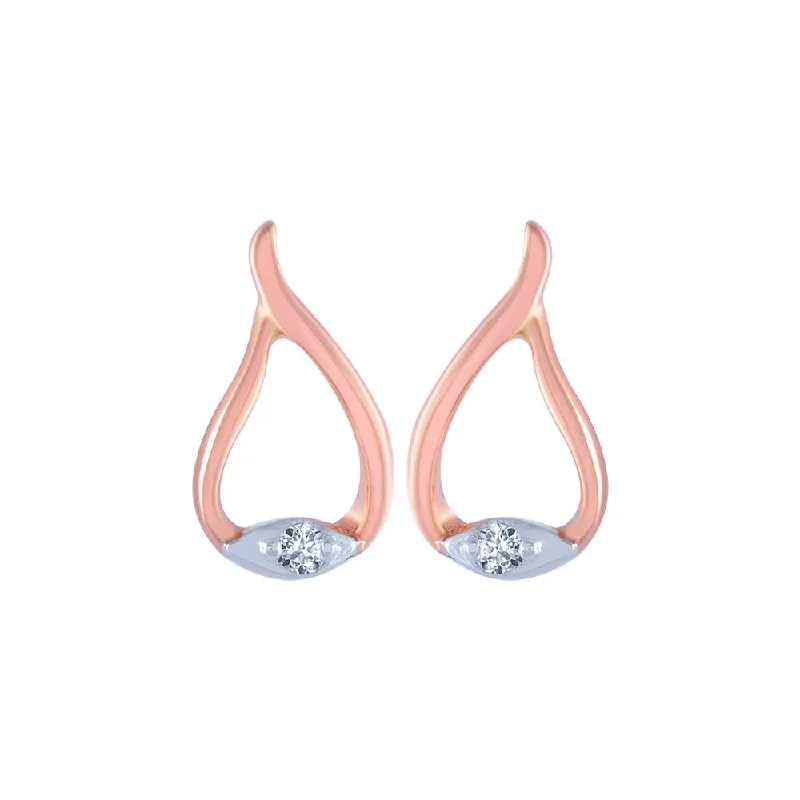 Women’s vintage diamond earrings-18k (750) Rose Gold And Diamond Stud Earrings For Women