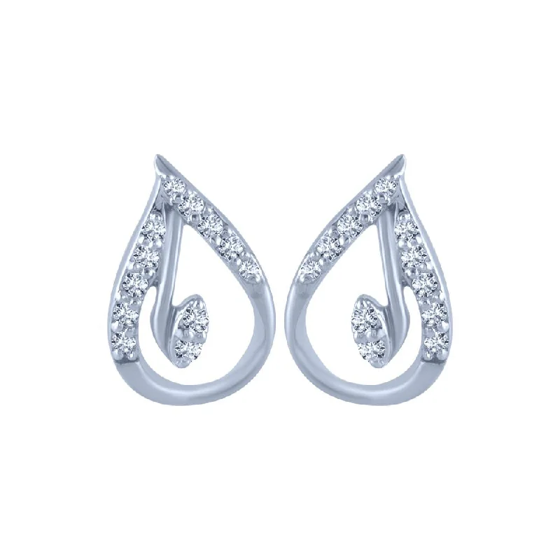 Women’s pearl hoop earrings-18k (750) White Gold And Diamond Stud Earrings For Women