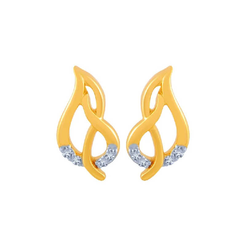 Women’s huggie earrings-18k (750) Yellow Gold And Diamond Stud Earrings For Women