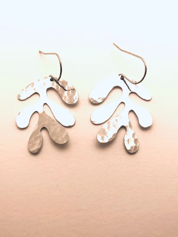 Women’s moonstone drop earrings-White Gold Leaf Earrings