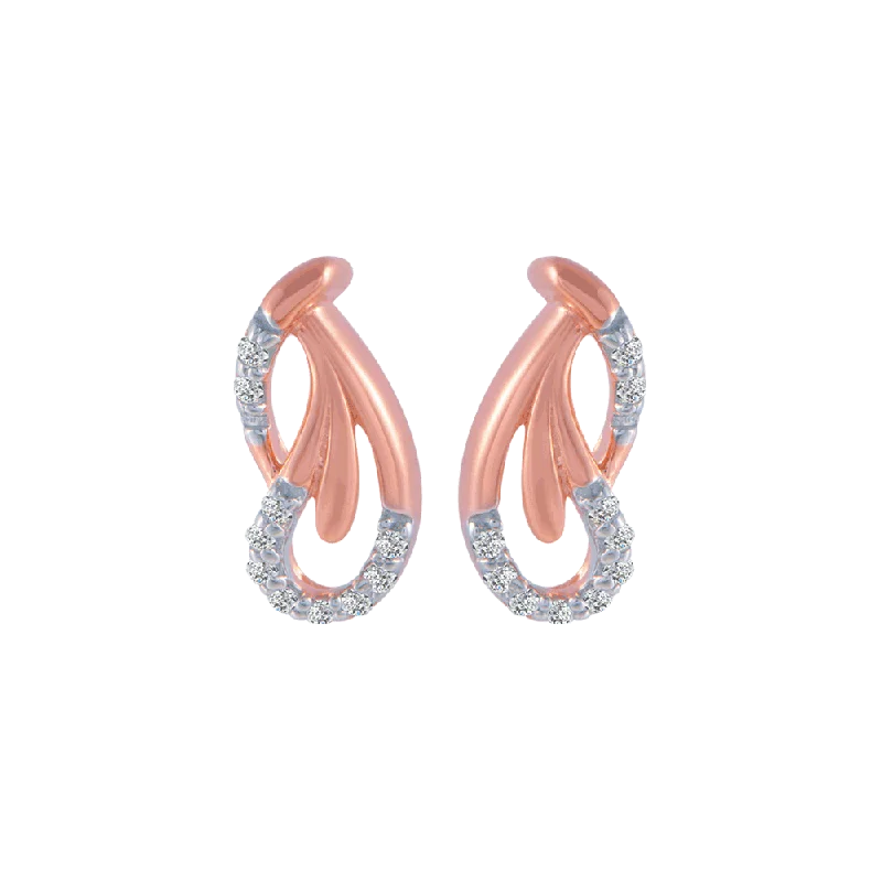 Women’s nature-inspired earrings-18KT (750) Rose Gold And Diamond Stud Earrings For Women