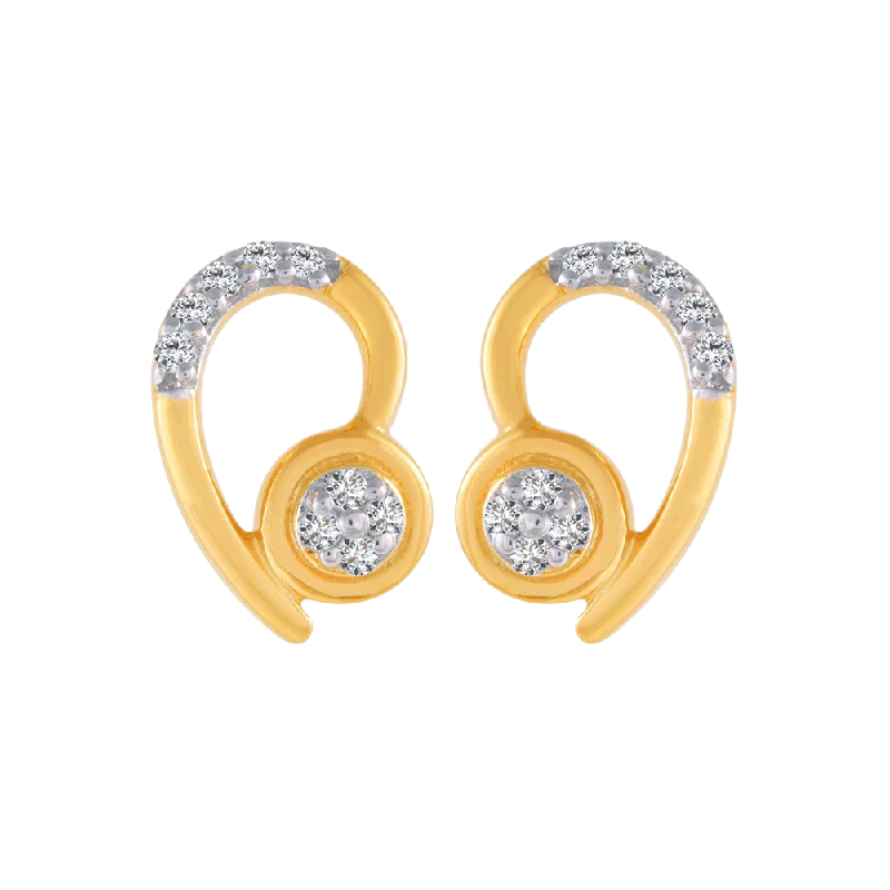 Women’s crystal hoop earrings-18KT (750) Yellow Gold And Diamond Stud Earrings For Women