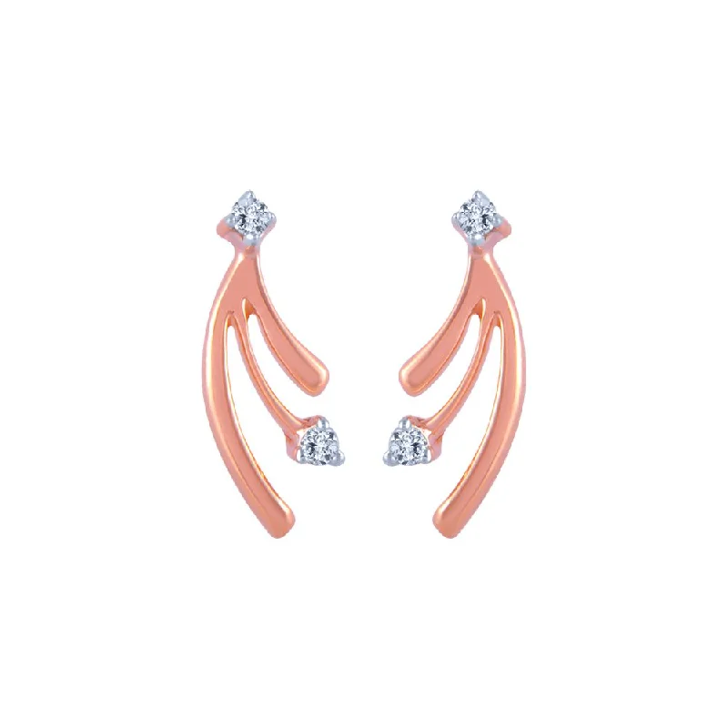 Women’s hoop and stud earrings-18k (750) Rose Gold And Diamond Stud Earrings For Women