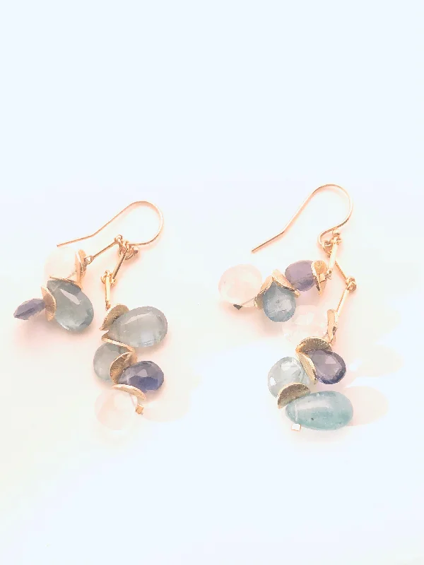 Women’s turquoise earrings-Signature Sunset Earrings, Topaz, Lilac Amethyst, Aqua Apatite