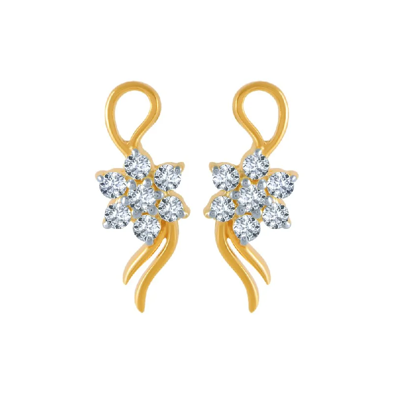 Women’s handmade earrings-18k (750) Yellow Gold And Diamond Stud Earrings For Women